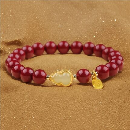 Cinnabar Fu Lu Feng Shui Bracelet， Fire Elements
