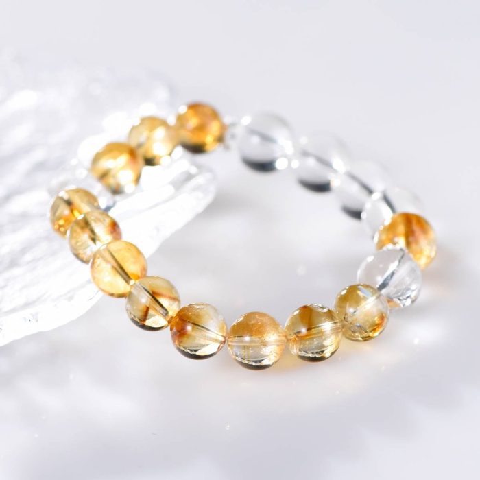 Citrine and White Quartz Cube Feng Shui Bracelet