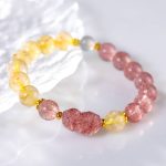 Golden Rutilated & Strawberry Quartz Pixiu Bracelet