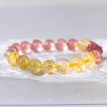 Golden Rutilated & Strawberry Quartz Pixiu Bracelet