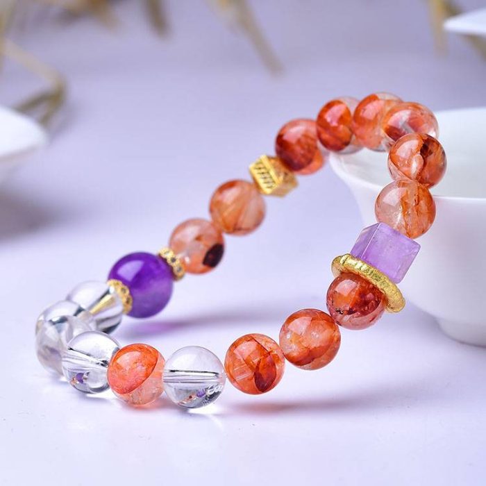 Multicolored Rutilated Quartz Charm Feng Shui Bracelet