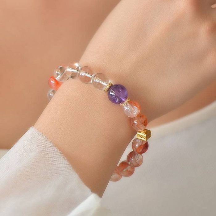 Multicolored Rutilated Quartz Charm Feng Shui Bracelet