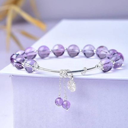 Natural Amethyst Silver Feng Shui Bracelet