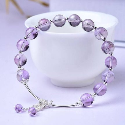 Natural Amethyst Silver Feng Shui Bracelet