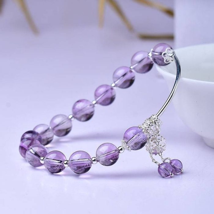 Natural Amethyst Silver Feng Shui Bracelet