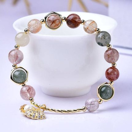 Rutilated Quartz Charm Feng Shui Bracelet