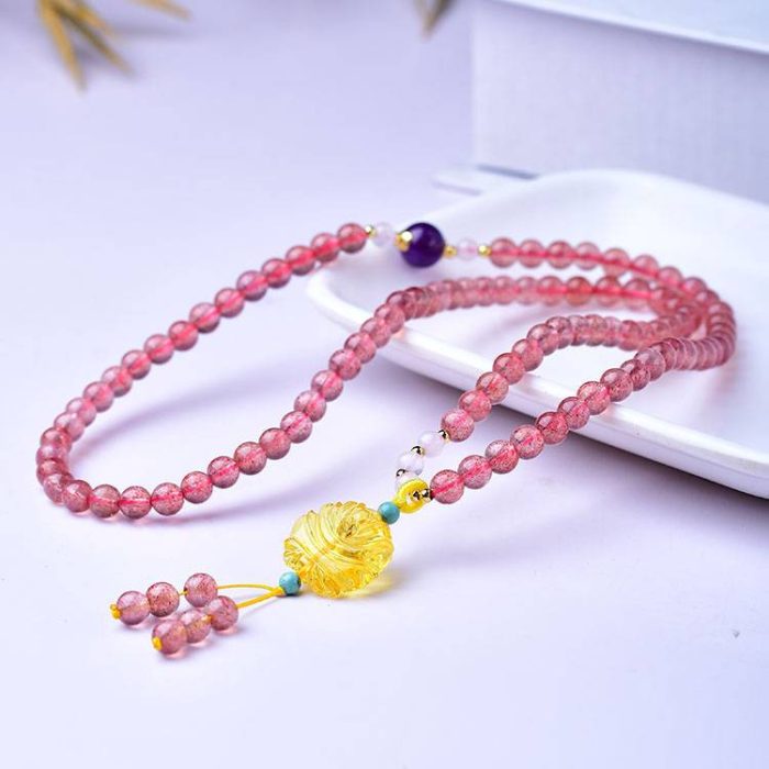 Multi-loop Strawberry Quartz Feng Shui Bracelet