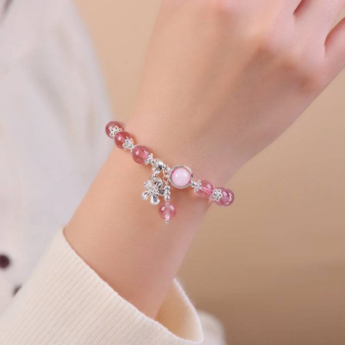 Strawberry Quartz Floral Feng Shui Bracelet