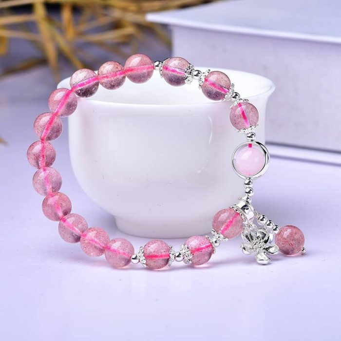 Strawberry Quartz Floral Feng Shui Bracelet