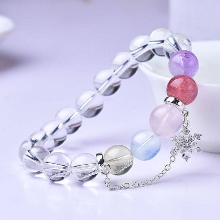 White Crystal with Silver Pendant Feng Shui Bracelet