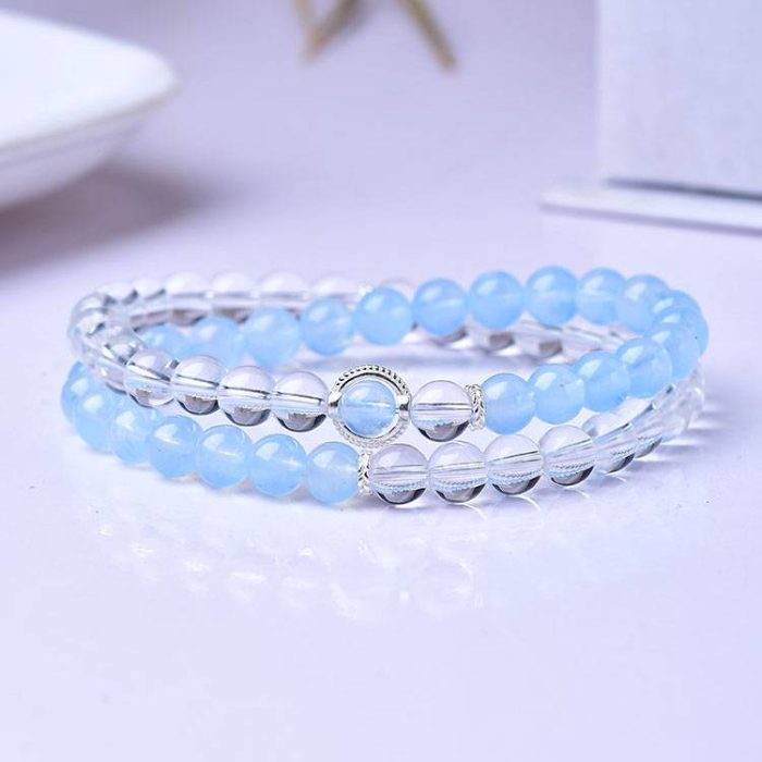 White Quartz and Aquamarine Multi-Strand Bracele