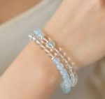 White Quartz and Aquamarine Multi-Strand Bracele