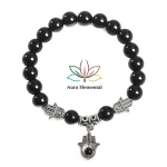 Obsidian Evil Eye Bracelet with Silver Charm