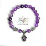 Amethyst Evil Eye Bracelet with Silver Charm