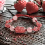 Strawberry Quartz Pixiu Red String Bracelet